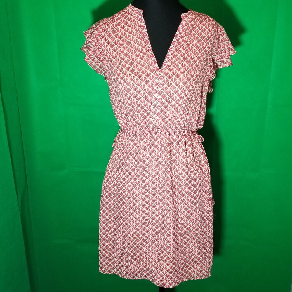 H&M Womens Size 2 Flutter Sleeve Red Side Tie Dress Officeโ Lined Party Retro